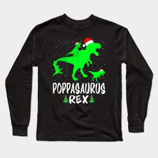 Poppa T Rex Matching Family Christmas Dinosaur Shirt Long Sleeve T-Shirt